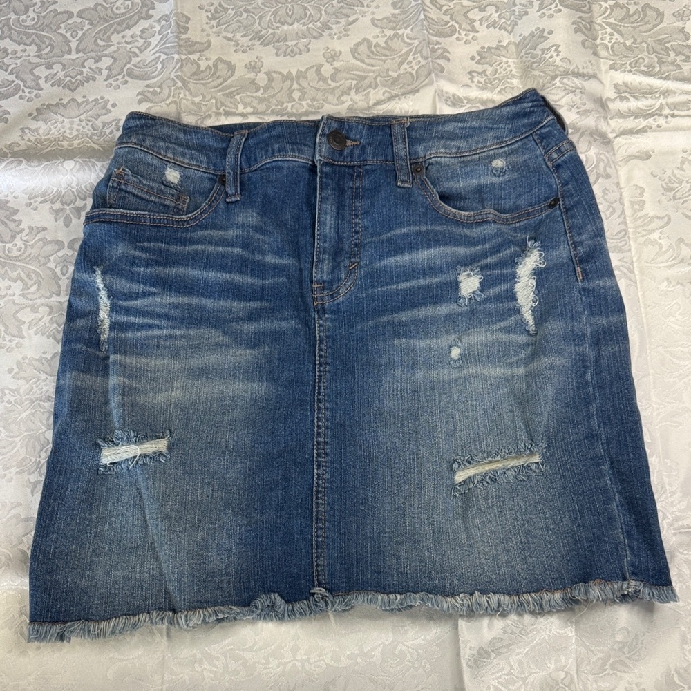 Mossimo Supply Co. Distressed Blue Mini Skirt